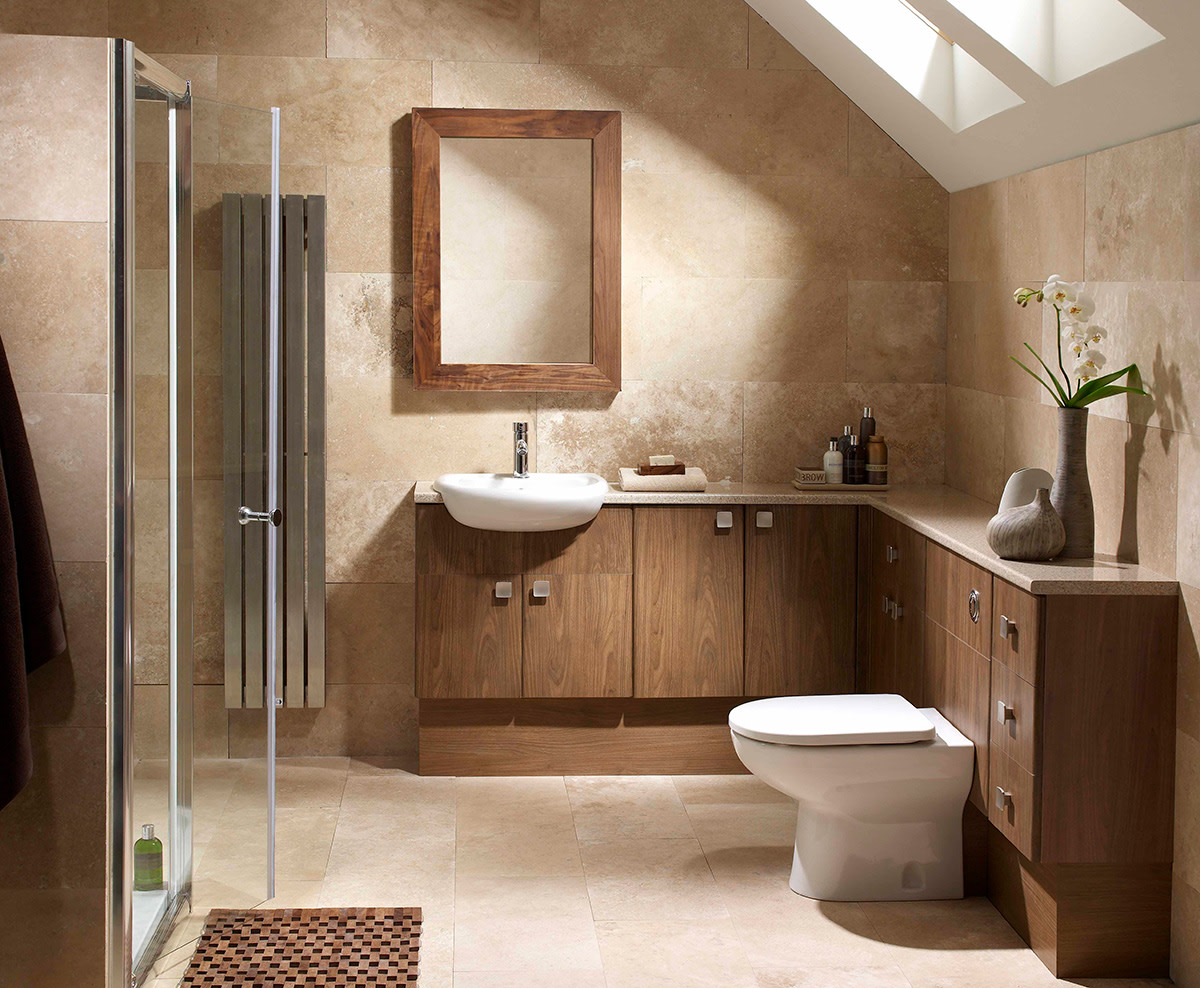 Contemporary wood-finish bathroom decor by eb+D Bathroom | Interior Design Photos & Ideas