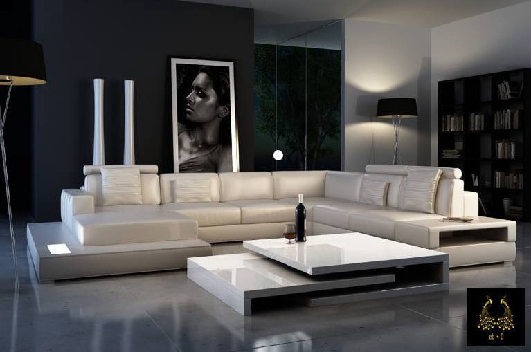 Trendy silver tone contemporary living room decor by eb+D Living-room | Interior Design Photos & Ideas