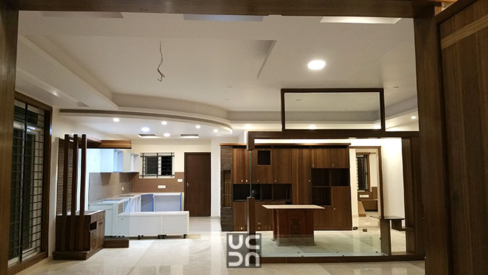 Wood Finish Office Reception Decor by TIMBER DESIGNS Modern | Interior Design Photos & Ideas
