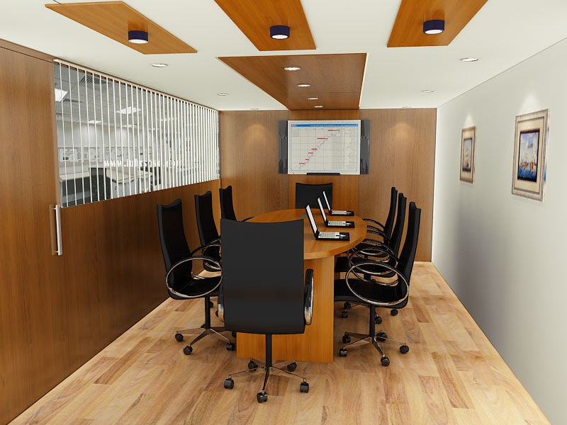 Modern wooden finish conference room decor by Blue Arch Interiors | Interior Design Photos & Ideas