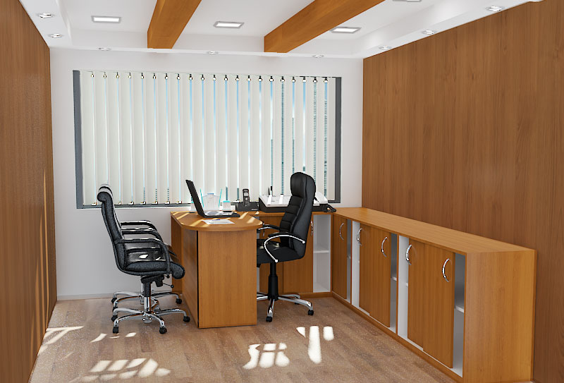 Modern wooden finish cellular style office decor by Blue Arch Interiors | Interior Design Photos & Ideas