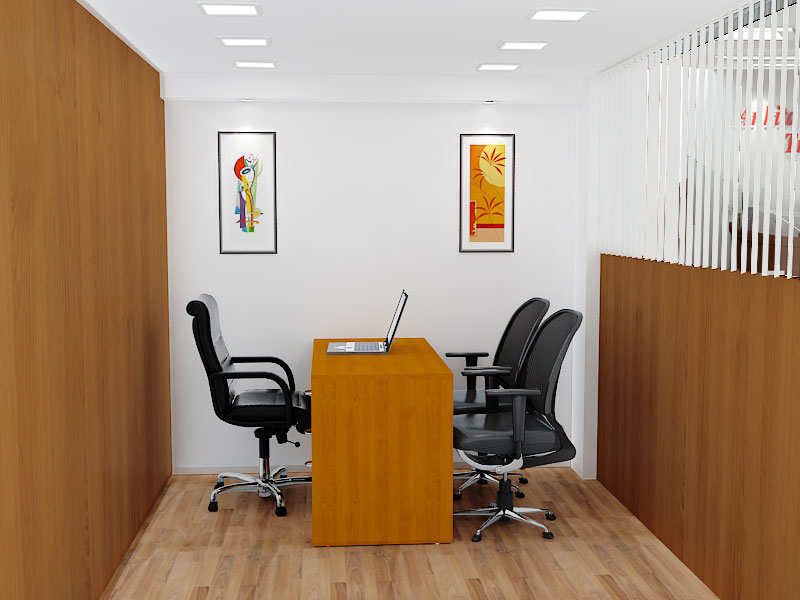 Modern wooden finish cellular style office decor by Blue Arch Interiors | Interior Design Photos & Ideas