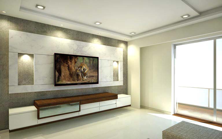 White Themed Living Room With Soft Lighting by Mangesh Mestry Living-room Minimalistic | Interior Design Photos & Ideas