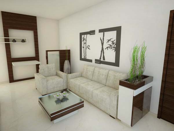 White Themed Nature Inspired Living Room by Mangesh Mestry Living-room Modern | Interior Design Photos & Ideas