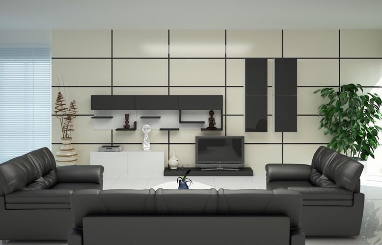 Spacious living room with black sofas by Design And Decor Plus Living-room | Interior Design Photos & Ideas