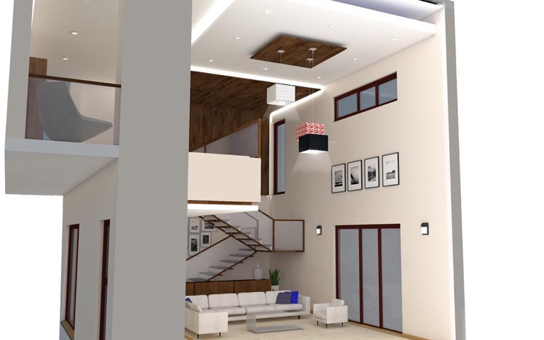 Modern living room decor with stairway by Space Lab Architecture Living-room Modern | Interior Design Photos & Ideas