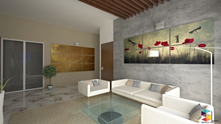 Modern white themed living room decor by Space Lab Architecture Living-room Modern | Interior Design Photos & Ideas