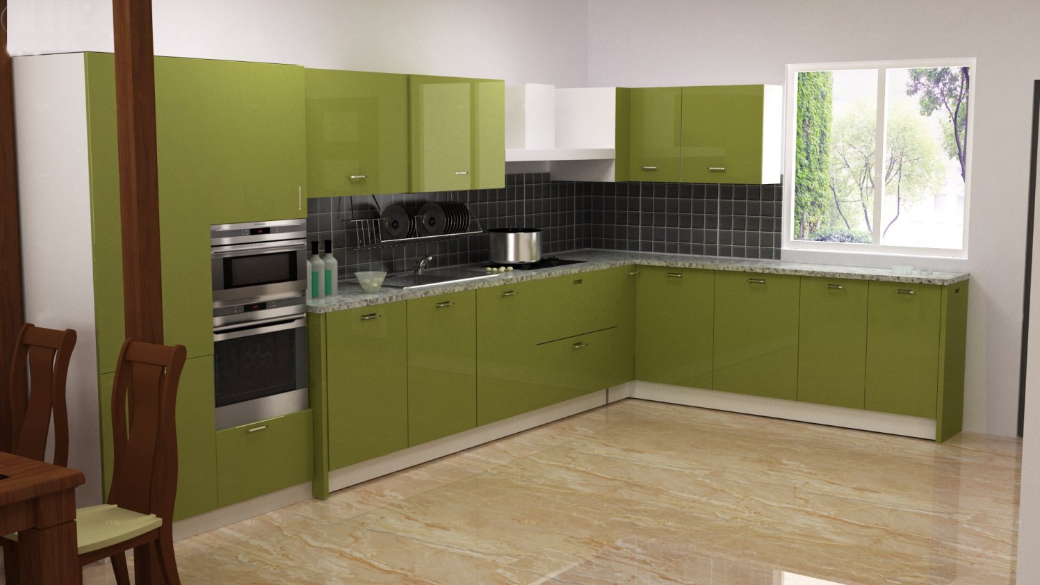 Teal colored modular kitchen by The Midas Touch Interiors Modular-kitchen | Interior Design Photos & Ideas
