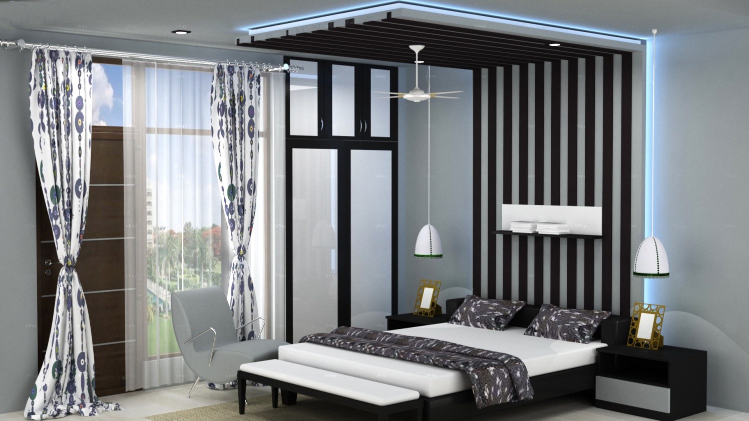 Black and white hues in a bedroom! by The Midas Touch Interiors Bedroom | Interior Design Photos & Ideas