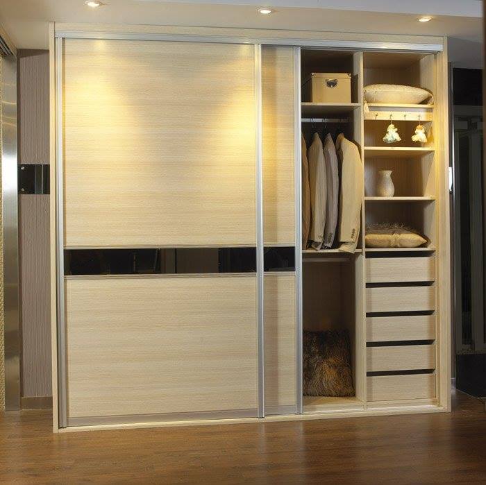 Beige Sliding Wardrobe by Snigdha Ghosh Bedroom Contemporary | Interior Design Photos & Ideas