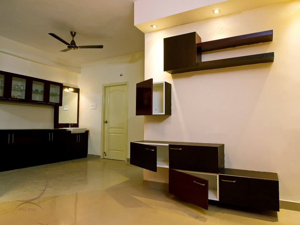 Hallway With Wooden Cabinets by Snigdha Ghosh Indoor-spaces Contemporary | Interior Design Photos & Ideas