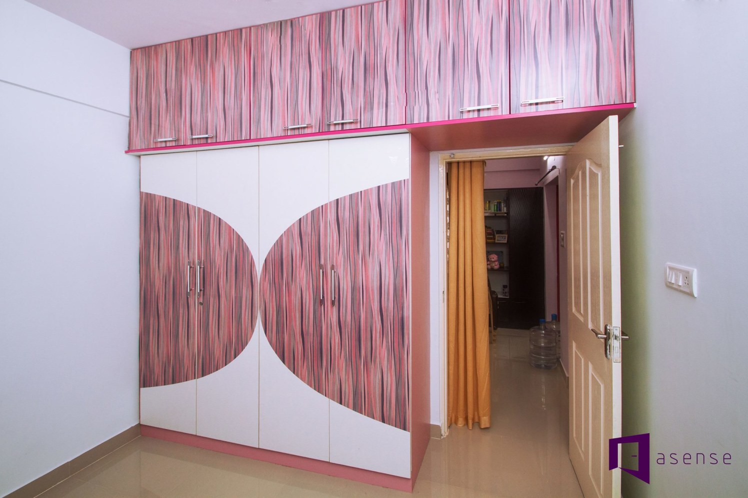 Pink And White Themed Wooden Wardrobe by Snigdha Ghosh Bedroom Contemporary | Interior Design Photos & Ideas