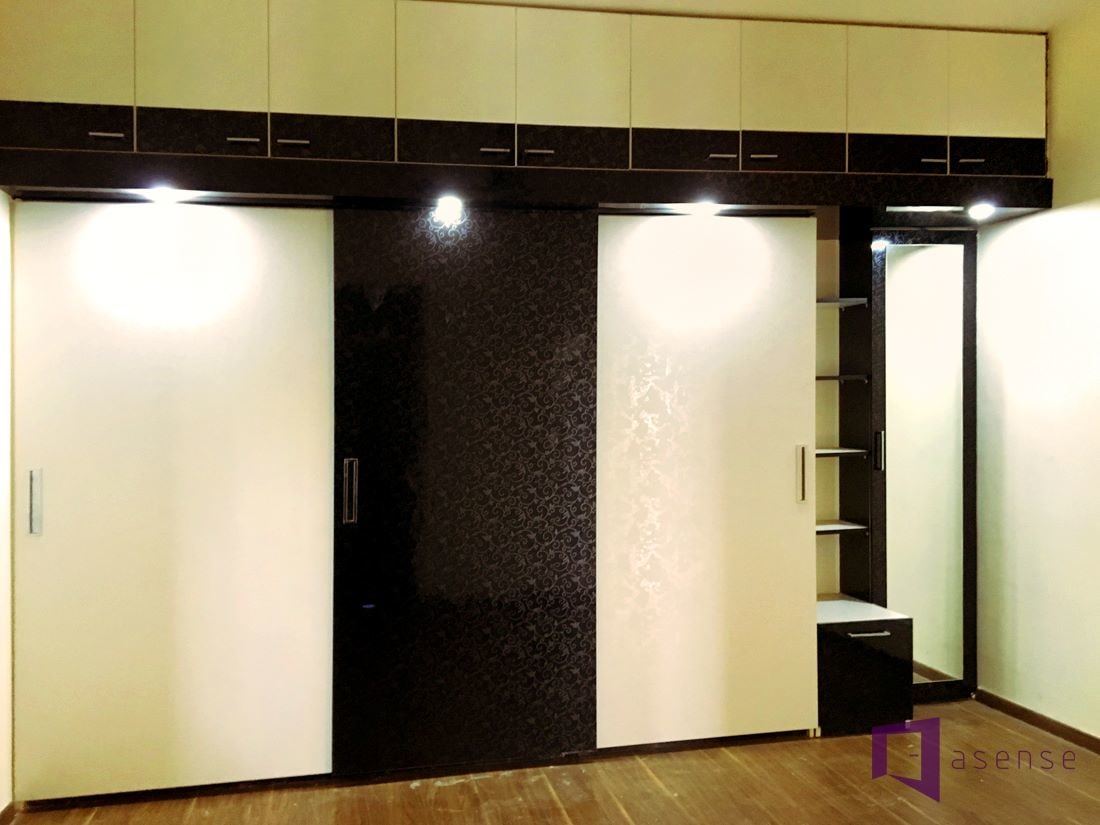Black and White Wardrobe by Snigdha Ghosh Bedroom Contemporary | Interior Design Photos & Ideas
