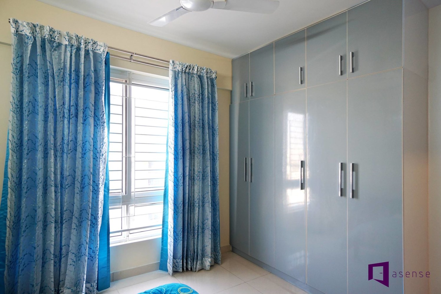 Light Blue Fitted Wardrobe by Snigdha Ghosh Bedroom Contemporary | Interior Design Photos & Ideas