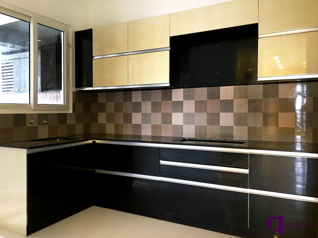Black And Mustard Kitchen Cabinets by Snigdha Ghosh Modular-kitchen Contemporary | Interior Design Photos & Ideas