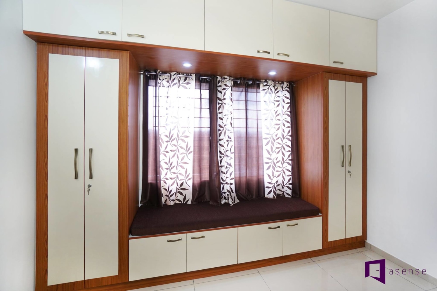 Brown And White Themed Fitted Wardrobe by Snigdha Ghosh Bedroom Contemporary | Interior Design Photos & Ideas