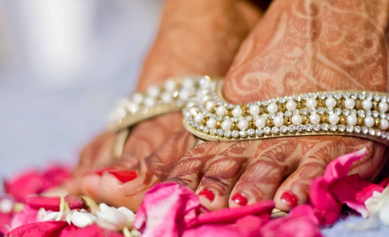 White and Golden Embellished Footwear by Hazel Captures Wedding-photography | Weddings Photos & Ideas