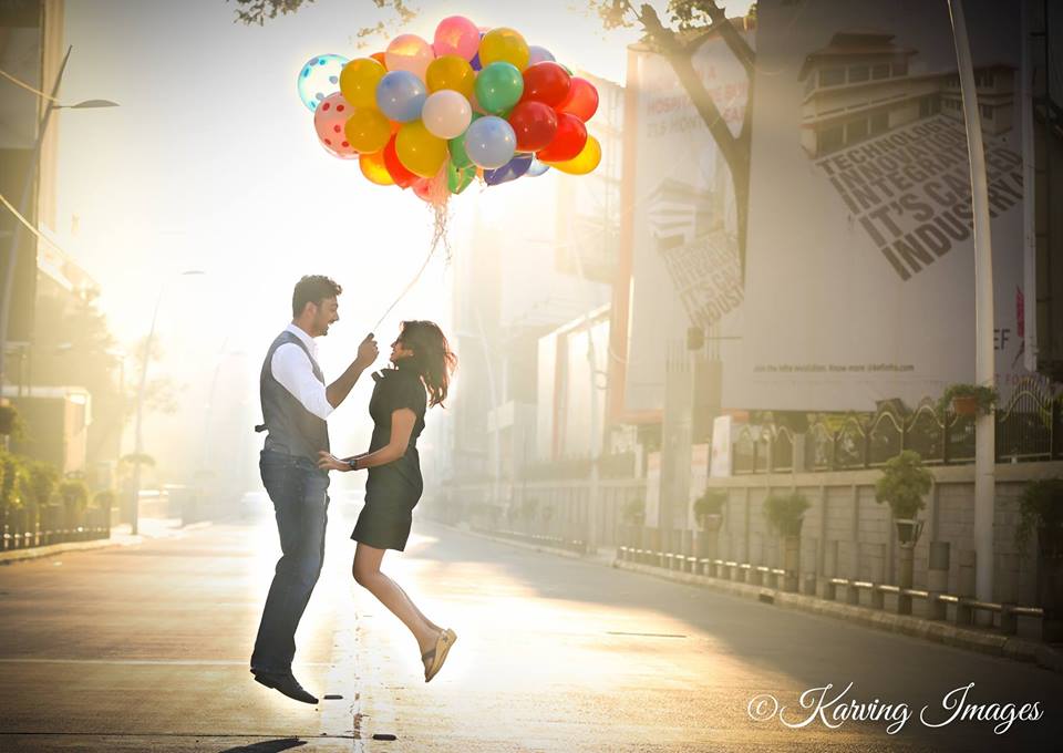 Bride and Groom To-Be Jumping With Balloons by Priyanka Wedding-photography | Weddings Photos & Ideas