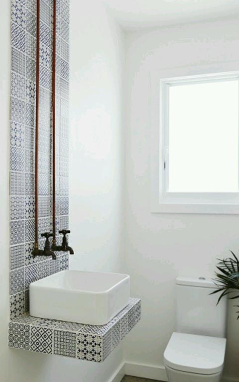 Elegant white theme bathroom decor by House Down The Lane Bathroom Modern | Interior Design Photos & Ideas