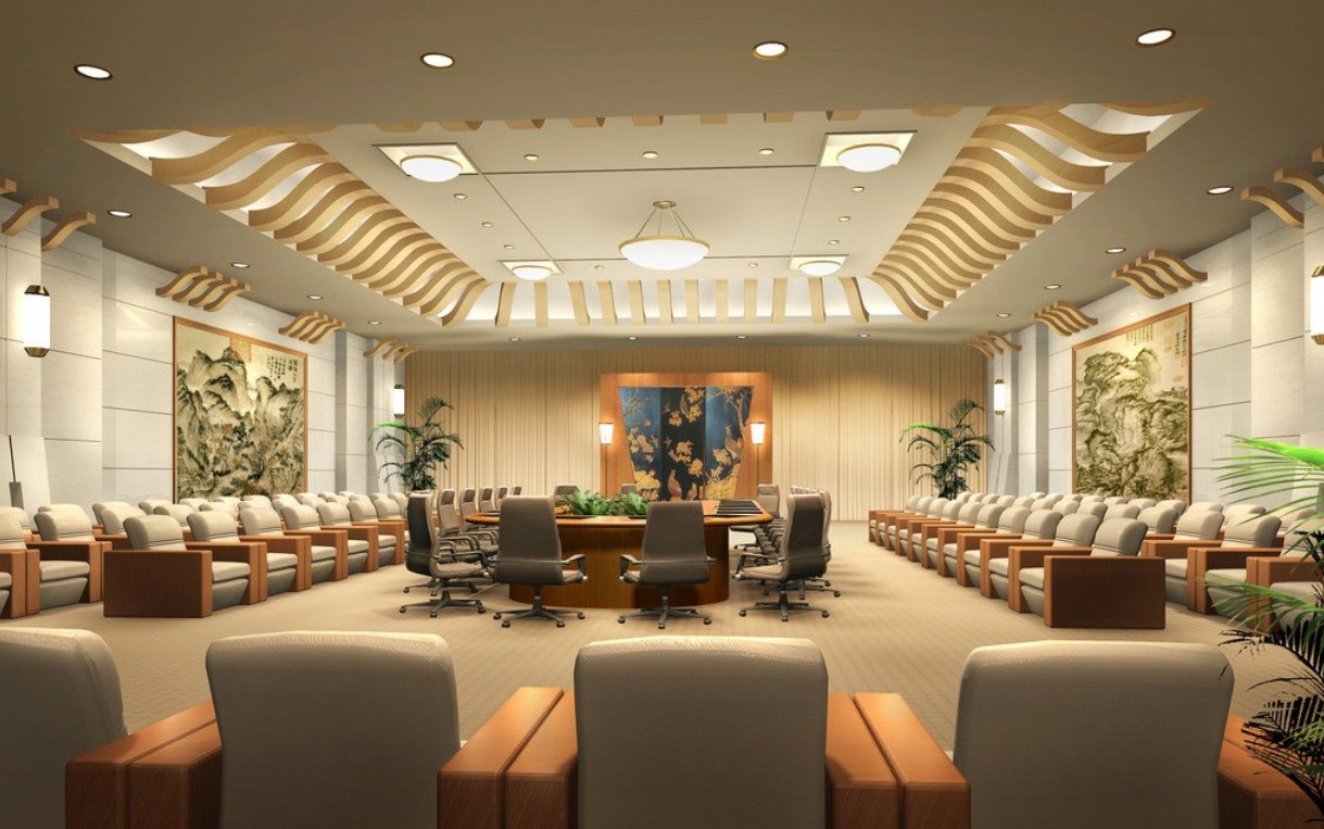 Spacious Office Hall With Centre Conference Table by Pratikshaa Pandey Contemporary | Interior Design Photos & Ideas