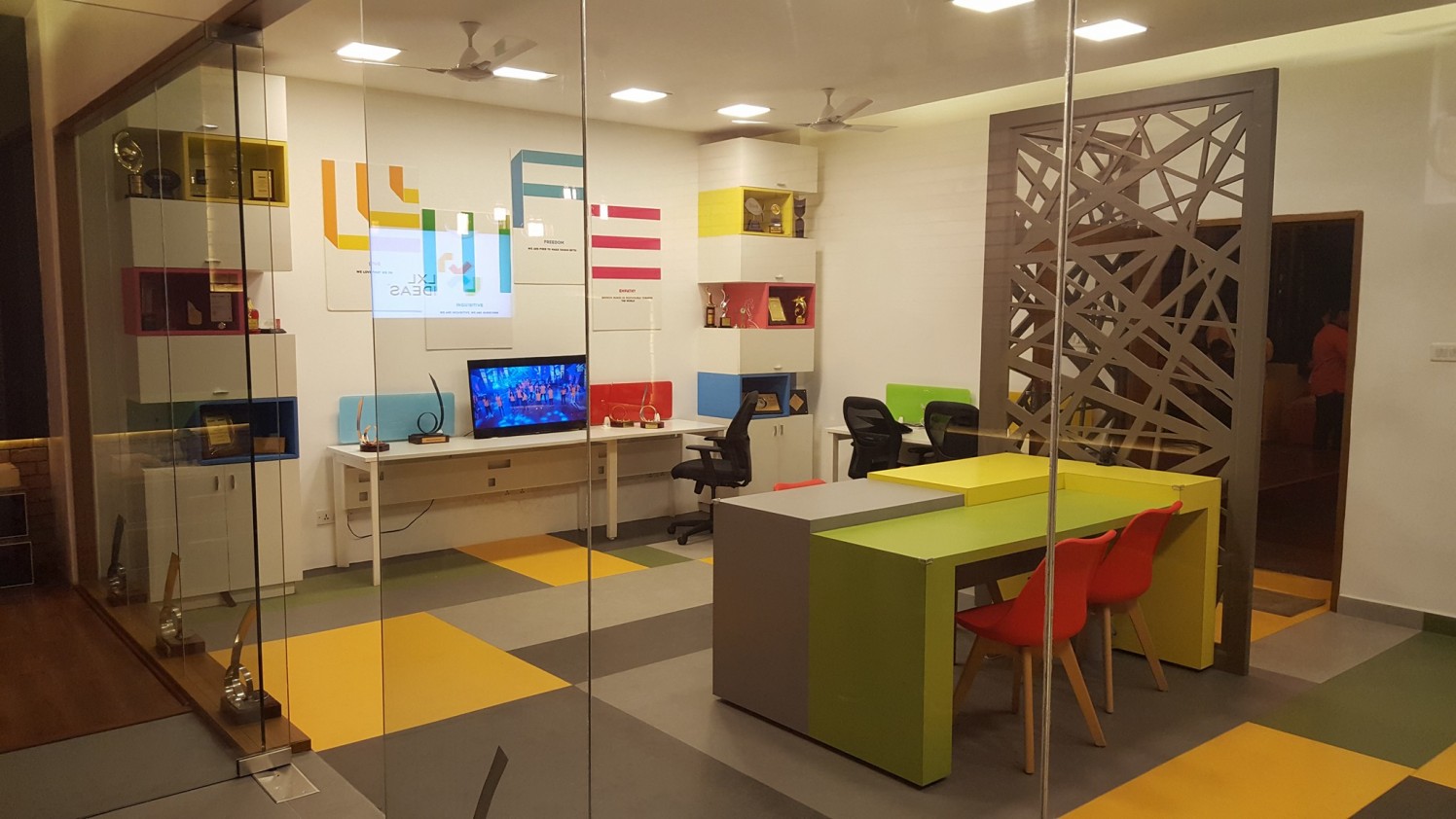 colourful cellular workspace by Vivospace Architects Modern | Interior Design Photos & Ideas