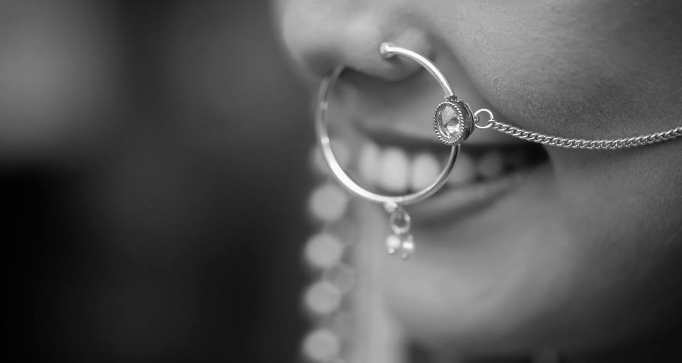 Black And White Shot Of Bride Highlighting Her Silver Nose Rong by Paramjeet Singh Dhanjal Wedding-photography Bridal-jewellery-and-accessories | Weddings Photos & Ideas