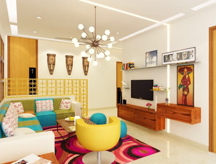 Colourful Living Room! by Space Interface - Architecture and Interior Design Living-room | Interior Design Photos & Ideas