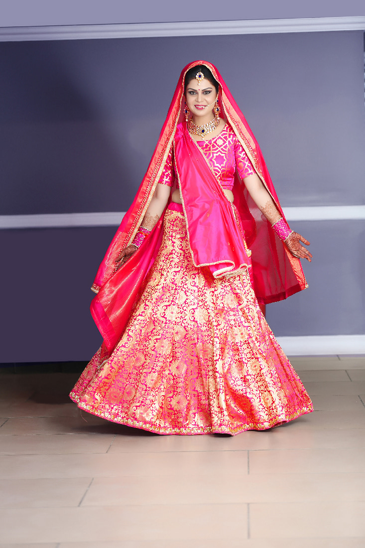 Bride Wearing A Pink Lehenga With Gold Work by Mukesh bijalwan Wedding-photography Wedding-dresses | Weddings Photos & Ideas