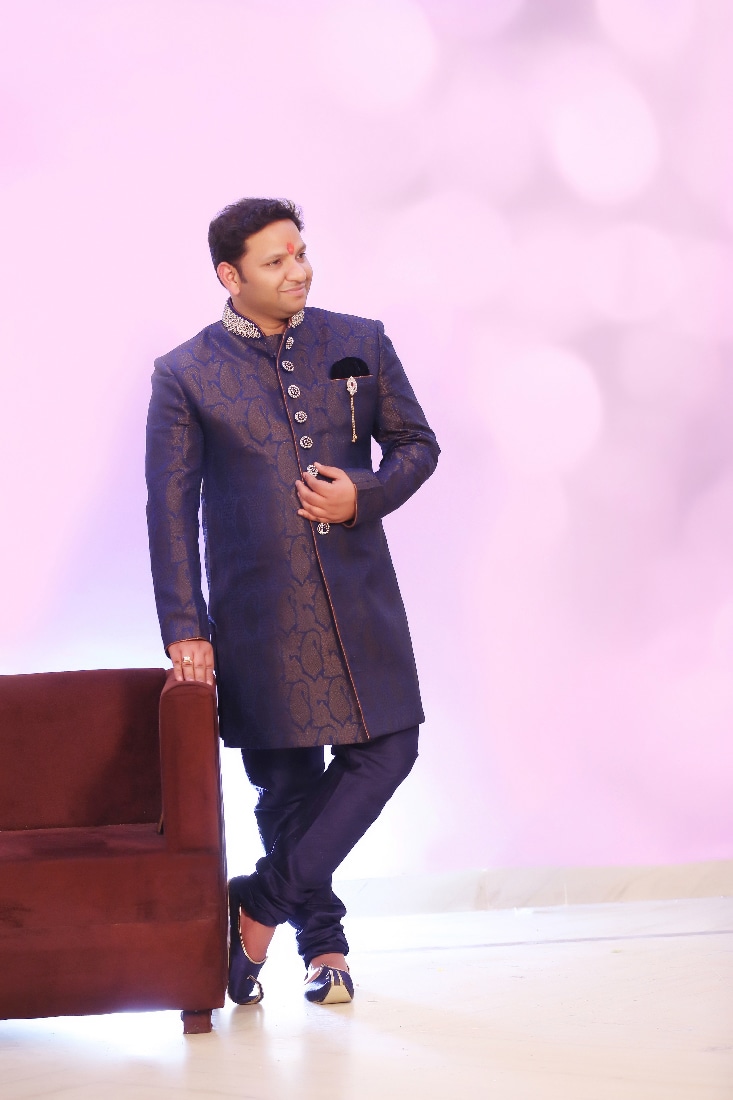 Dashing Groom Wearing A Purple Sherwani by Mukesh bijalwan Wedding-photography Groom-wear-and-accessories | Weddings Photos & Ideas