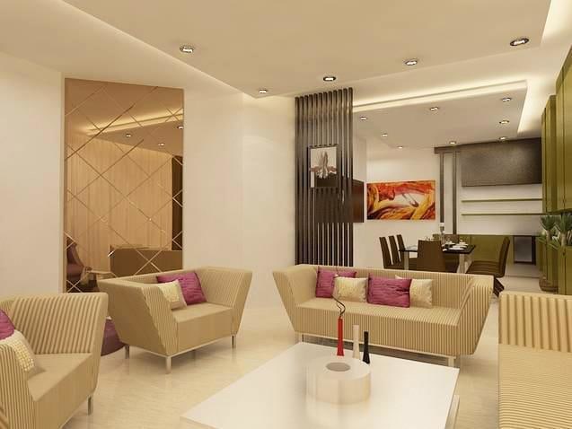 Spacious caramel living room with marble flooring by Reform Design Living-room | Interior Design Photos & Ideas