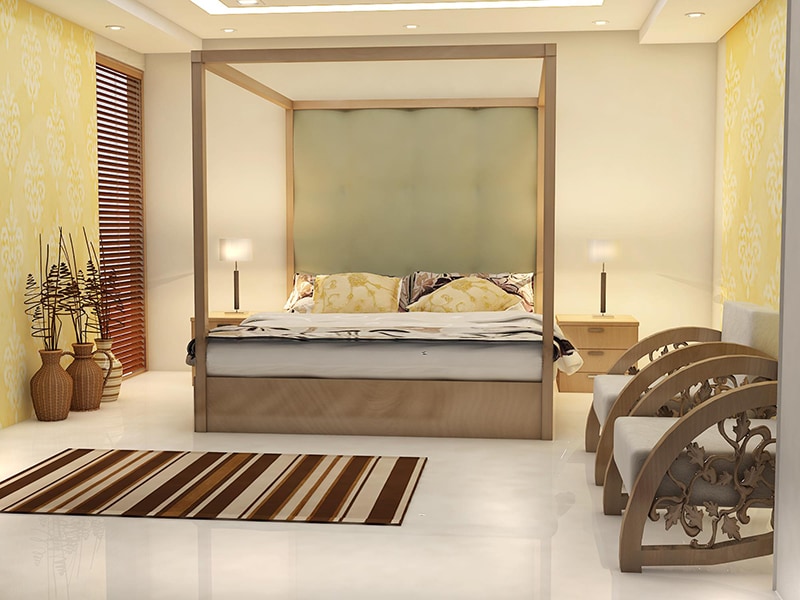 Guest bedroom with marble flooring by Reform Design Bedroom | Interior Design Photos & Ideas