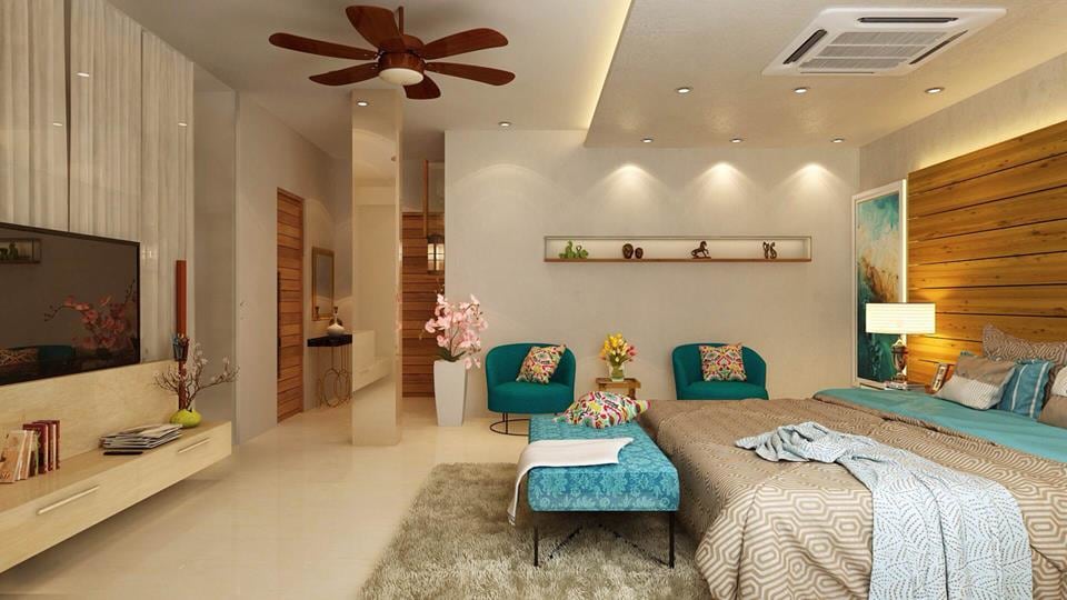 A spacious master bedroom with marble flooring by Reform Design Bedroom | Interior Design Photos & Ideas