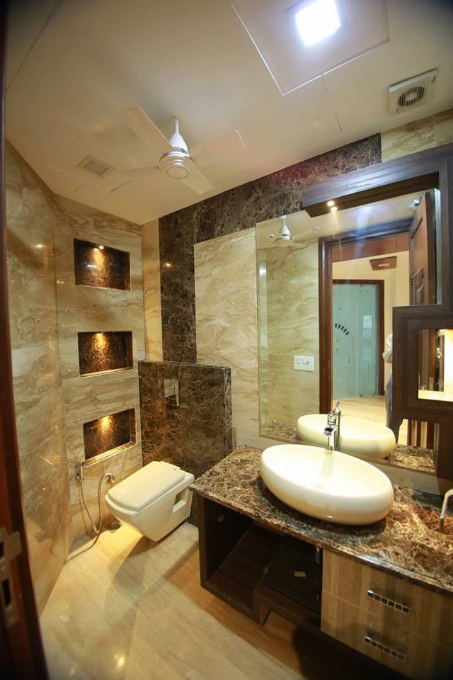 Bathroom With Limestone Walls by Damanjit Bajaj Bathroom Modern | Interior Design Photos & Ideas