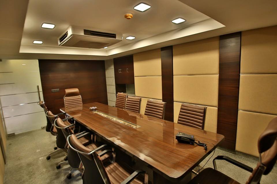 Conference Room With Wooden Work by Damanjit Bajaj Modern | Interior Design Photos & Ideas