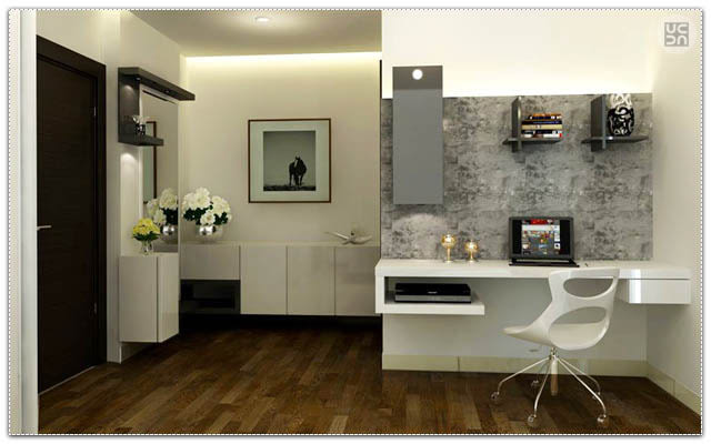 The grey study table with classy chair by Fluid Corners Indoor-spaces Traditional | Interior Design Photos & Ideas