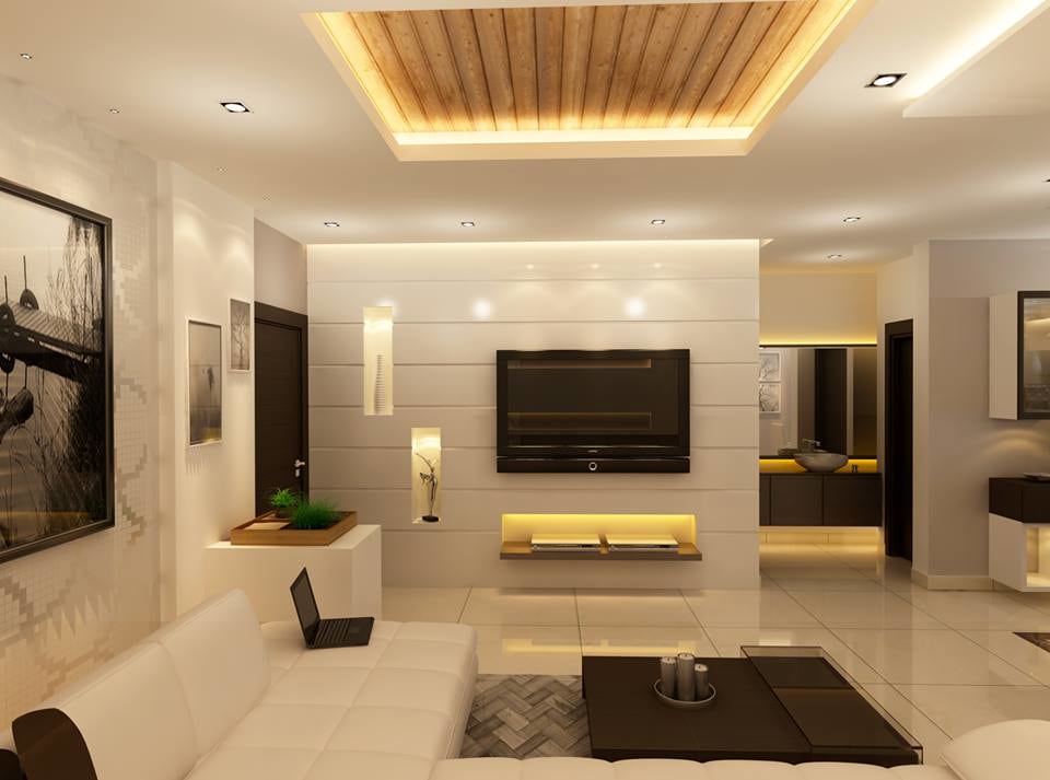 The wooden ceiling by Fluid Corners Living-room Minimalistic | Interior Design Photos & Ideas