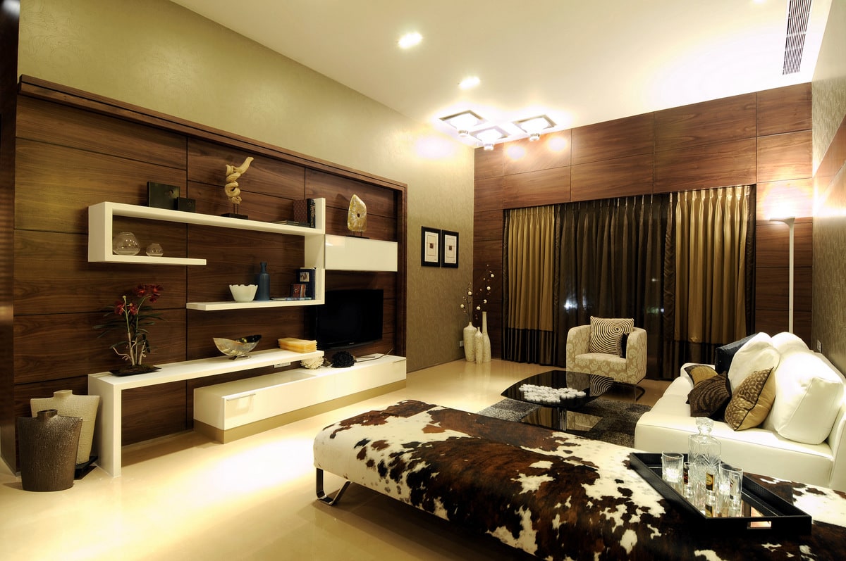 The brown wall and curtain by E- Studio Modern | Interior Design Photos & Ideas