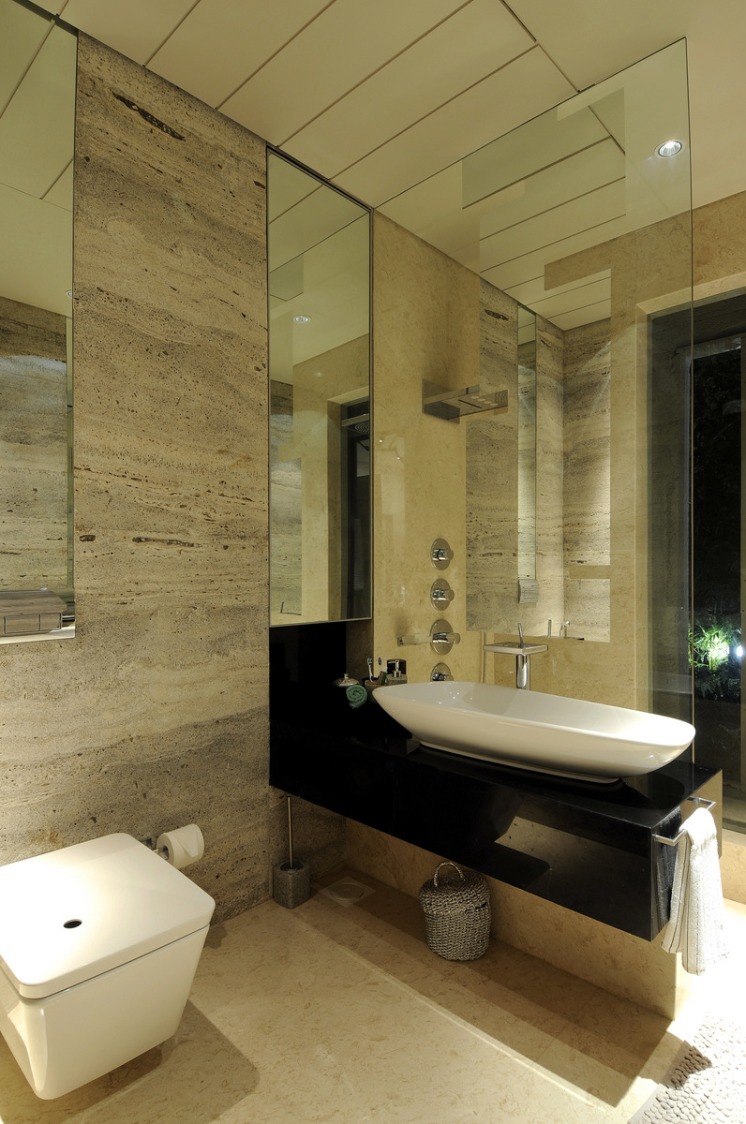 Washroom with glass portion by E- Studio Bathroom Traditional | Interior Design Photos & Ideas