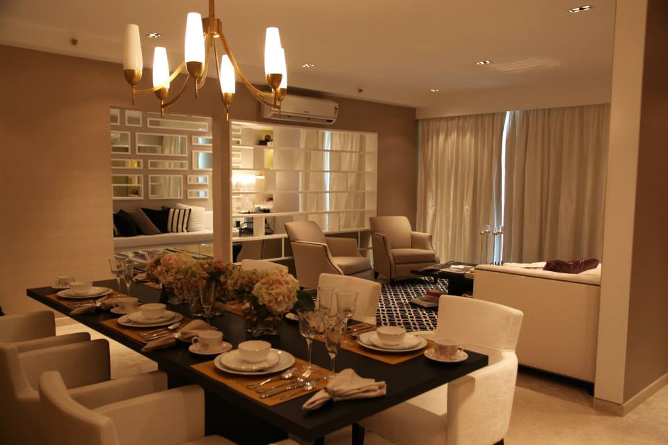 Brown Table And Beige Tub Chairs by Tanu Gupta Dining-room Contemporary | Interior Design Photos & Ideas