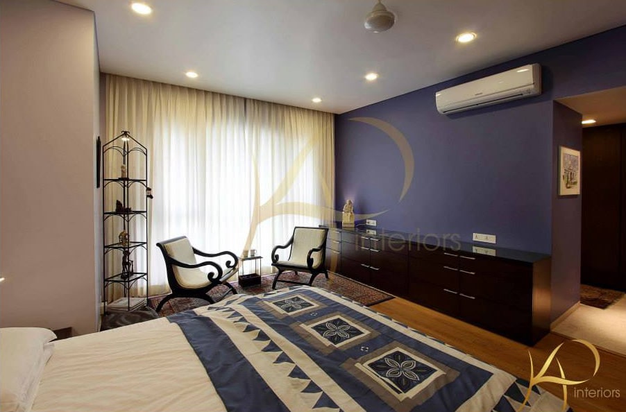 Black And White Bedroom With Wooden Cupboard by KP Interior Bedroom Contemporary | Interior Design Photos & Ideas