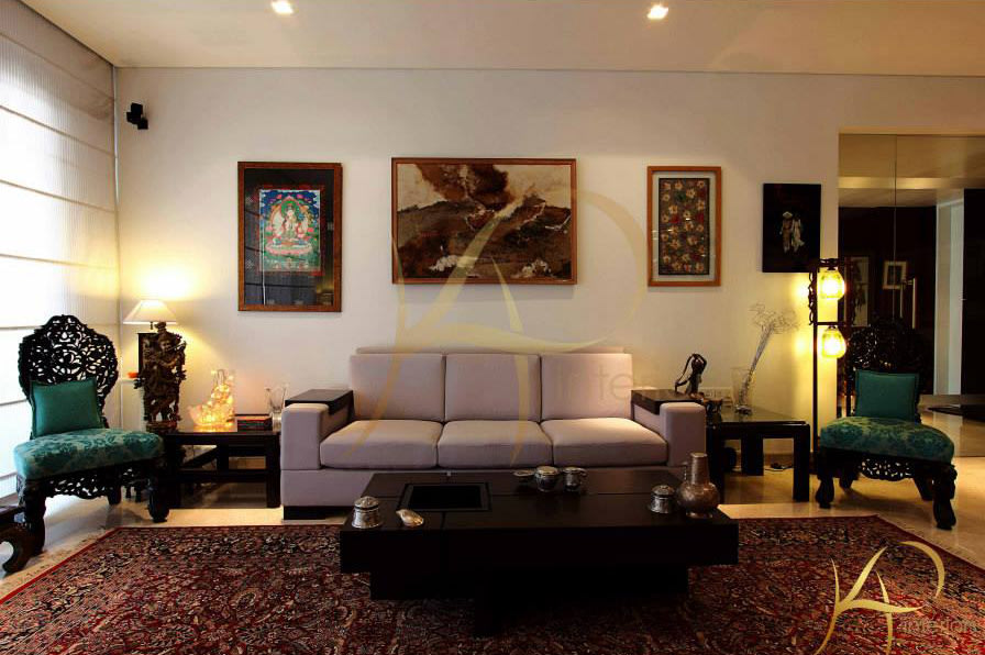 Spacious Living Room With Cream Sofa by KP Interior Living-room Contemporary | Interior Design Photos & Ideas