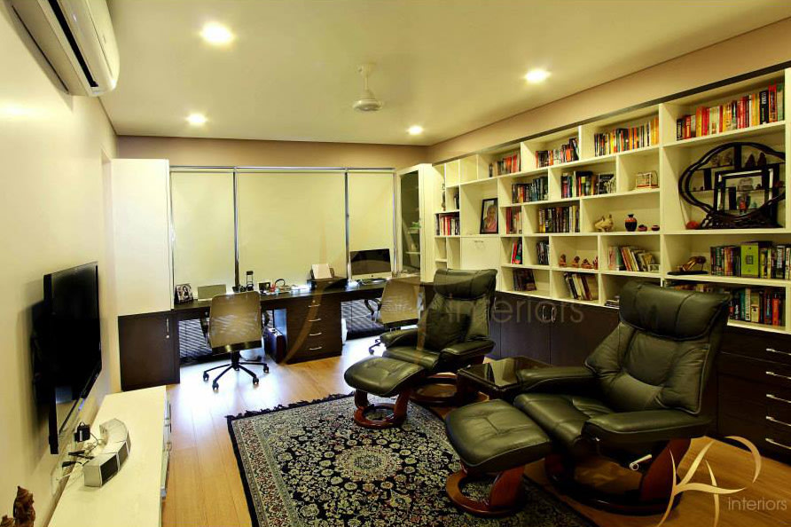 Spacious Living Room With A Book Shelf by KP Interior Living-room Contemporary | Interior Design Photos & Ideas