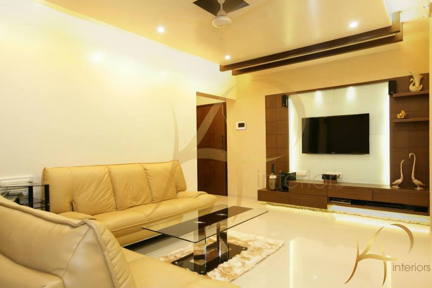 Spacious Living Room With Mustard Leather Sofas by KP Interior Living-room Contemporary | Interior Design Photos & Ideas