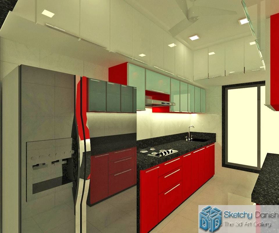 modular paraller kitchen by Sketchy Danish Modular-kitchen Modern | Interior Design Photos & Ideas