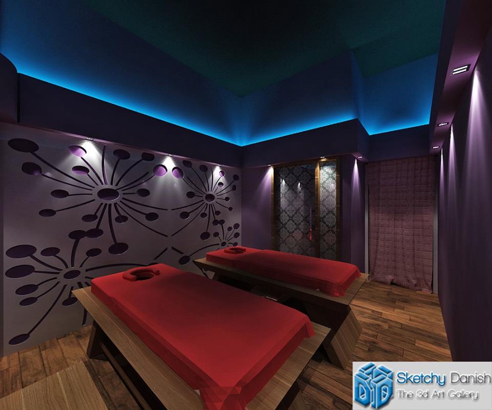 3D design of a guest bedroom by Sketchy Danish Bedroom Contemporary | Interior Design Photos & Ideas