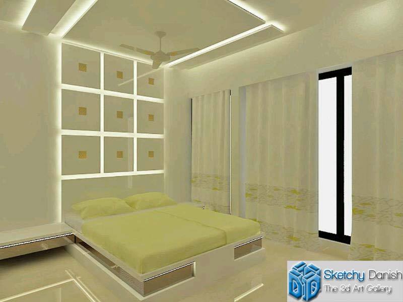 3D design of a bedroom with marble flooring by Sketchy Danish Bedroom Modern | Interior Design Photos & Ideas