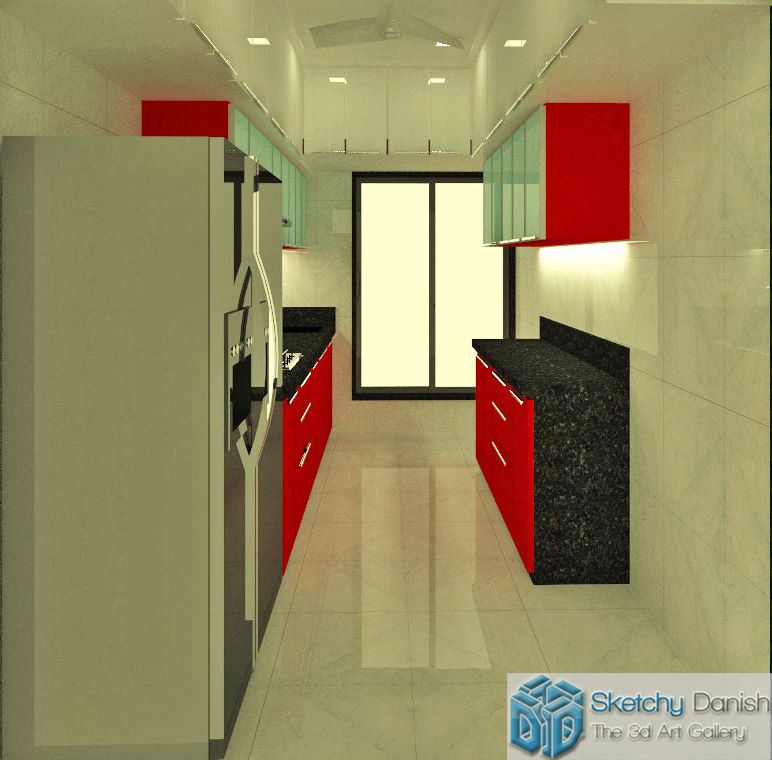Modern parallel kitchen by Sketchy Danish Modular-kitchen Modern | Interior Design Photos & Ideas