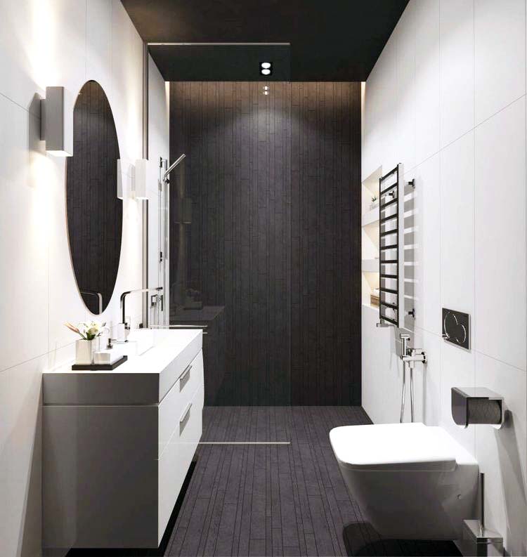 White Themed Bathroom With Wooden Flooring by Preet Bathroom Contemporary | Interior Design Photos & Ideas