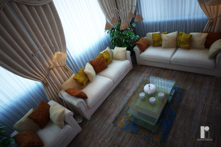 Contemporary living room with wooden flooring by Render Image Living-room Contemporary | Interior Design Photos & Ideas