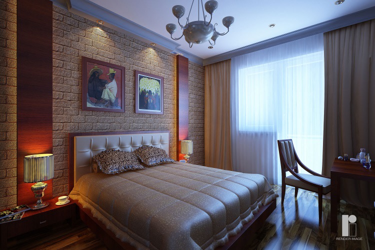 Contemporary bed room with wooden flooring by Render Image Bedroom Contemporary | Interior Design Photos & Ideas